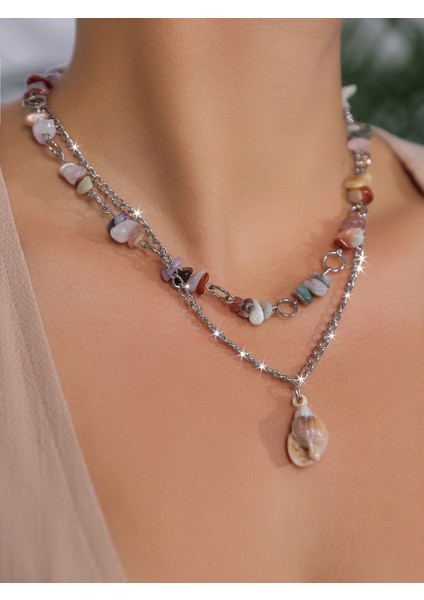 Yıl Hediyesi Sevgililer Günü Hediyesi Takı Kadın Giyim Çok Satan Özgün Doğal Taş Kolye Retro Köprücük Kemiği Kolye Kabuk (Yurt Dışından)