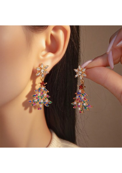 Noel Atmosferi Küpeleri, Elmaslı Noel Ağacı Zilleri, Nadir Bulunan Moda Genç Kız Tarzı, Sevimli ve Çok Yönlü Noel Küpeleri (Yurt Dışından)