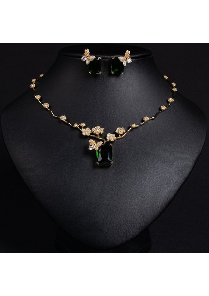 Kırmızı Yakut Kolye Küpe Seti, Sade, Uyumlu, Moda Kare Zirkon Kolye (Yurt Dışından) fiyatları