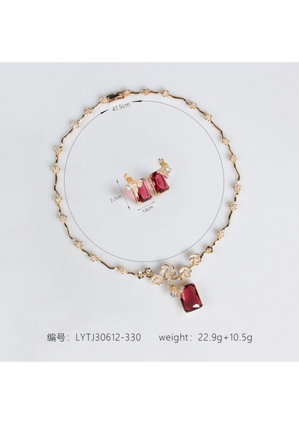 Kırmızı Yakut Kolye Küpe Seti, Sade, Uyumlu, Moda Kare Zirkon Kolye (Yurt Dışından) indirimleri