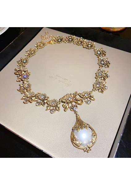 Retro Kare Ekli Elmaslı Kolye Seti, Saray Stili Zarif Klavikula Kolyesi, Sevgililer Günü Hediyesi, Yıl Hediyesi (Yurt Dışından)