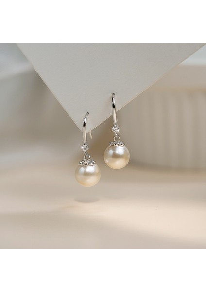 S999 Saf Gümüş Inci Küpe, Kadınlar Için Minimalist Fransız Stili Retro Hafif Lüks Küpe, Niche Tarzı Zarif ve Prestijli Tam Gümüş Takı (Yurt Dışından)