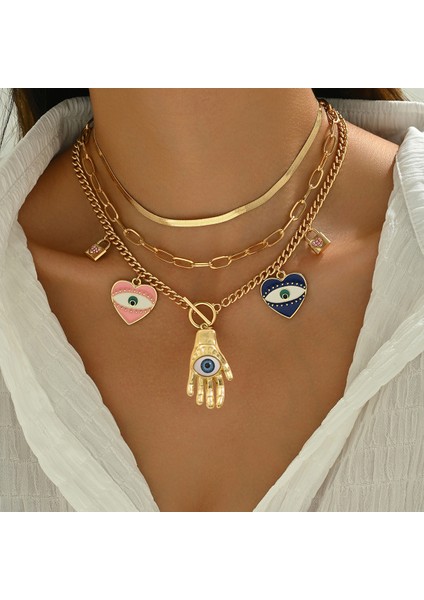 Buda Elması Şeytan Gözü Kalp Kolye Kadın (Yurt Dışından)