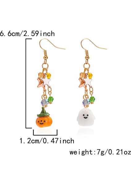 Model Cadılar Bayramı Küpeleri, Yaratıcı Kişilikli Beşgenli Yıldızlı Asimetrik Kabak Hayaletli Cadılar Bayramı Küpeleri (Yurt Dışından)