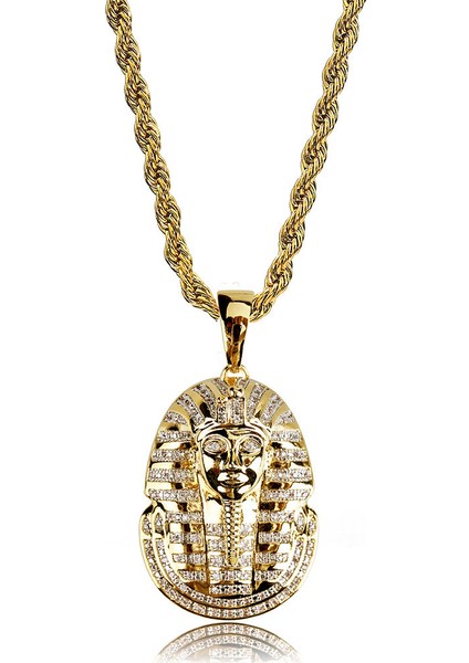 Mısır Faraonu Portresi Hip-Hop Kolye Erkek Kolyesi Özel Kolye (Yurt Dışından)