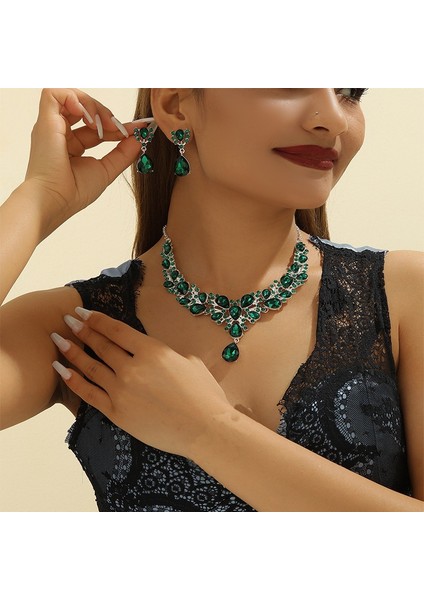 Avrupa-Amerika Yapay Elmaslı Gelin Kolye Küpe Seti (Yurt Dışından) fiyatları