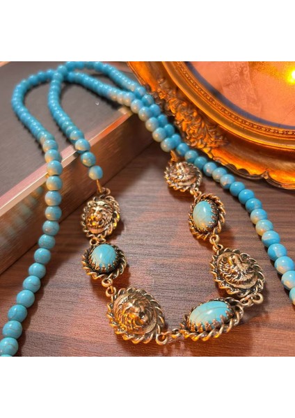 Bohem Mavisi Turkuaz Sonbahar/kış Uzun Örgü Kolye, Etnik Tarz Kolye (Yurt Dışından) modelleri