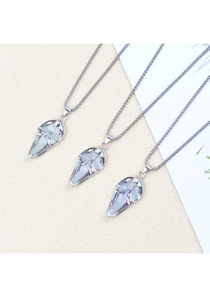 Kafatası Alaşım Kaplamalı Renkli Parlayan Kolye Ucu, A Tılı Kişilikli Şeytan Gözü Cadılar Bayramı Takısı (Yurt Dışından) indirimleri