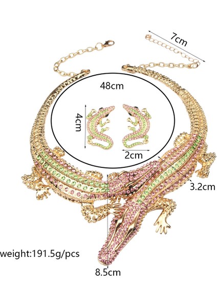 Retro A Tılı Timsah Kolye Küpe Seti (Yurt Dışından) fiyatları