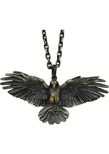 Retro Şahin Kolye, Erkek Şahin Kanat Açmış Takı Kolye Ucu (Yurt Dışından)