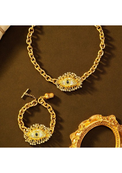 Şeytan Gözü Retro Edebi Elbise Bileklik Kolye (Yurt Dışından) indirimleri