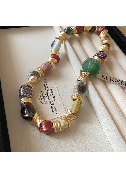 Geleneksel Tarzda Seramik Çiçek Kolye (Yurt Dışından)