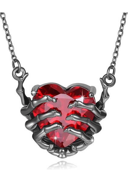 Retro Moda Tasarım Ilgi Çekici Punk Tarzı Özel Koyu Kırmızı Kalp Şeytan Pençesi Kolye (Yurt Dışından)