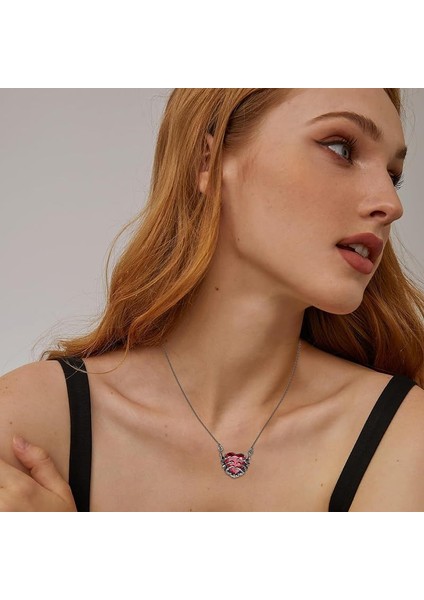 Retro Moda Tasarım Ilgi Çekici Punk Tarzı Özel Koyu Kırmızı Kalp Şeytan Pençesi Kolye (Yurt Dışından) fiyatları