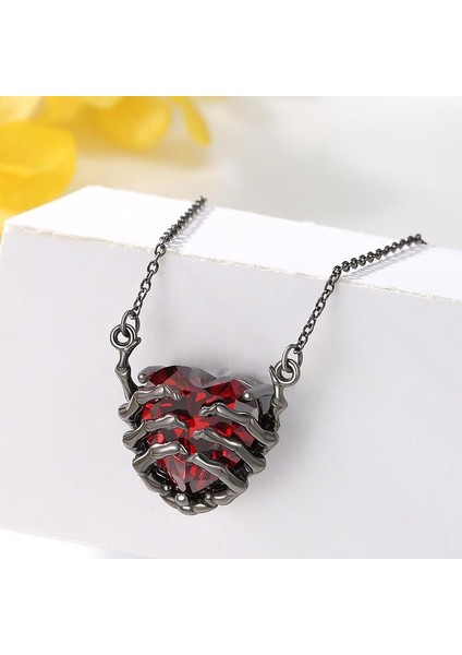 Retro Moda Tasarım Ilgi Çekici Punk Tarzı Özel Koyu Kırmızı Kalp Şeytan Pençesi Kolye (Yurt Dışından) fırsatları
