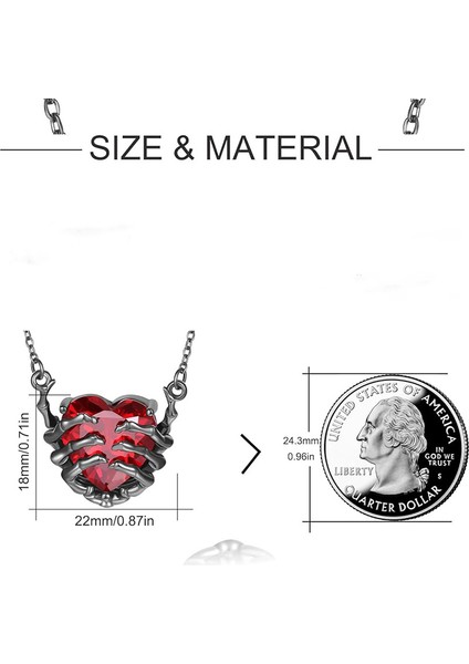 Retro Moda Tasarım Ilgi Çekici Punk Tarzı Özel Koyu Kırmızı Kalp Şeytan Pençesi Kolye (Yurt Dışından) indirimleri