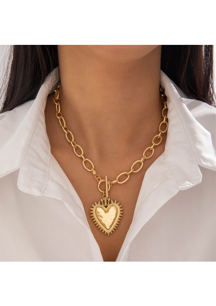 Moda Retro Kişisel Demir Altın Kolye Sade Kalp Ayçiçeği Alaşım A Tılı Kolye Ucu (Yurt Dışından)