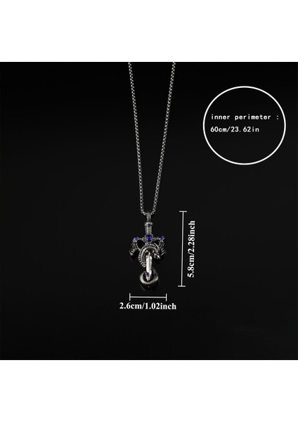 Retro Çok Renkli Taşlı Ejderha Kılıcı Paslanmaz Çelik Z珠宝r Kolye (Yurt Dışından) modelleri