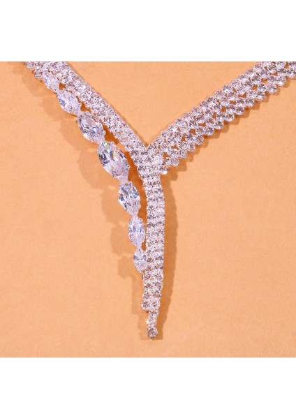 Moda Hafif Lüks Gelin Takıları Iki Parça Düğün Aksesuarları, Sade Küpe ve Kolye Seti, Kadın (Yurt Dışından) fırsatları