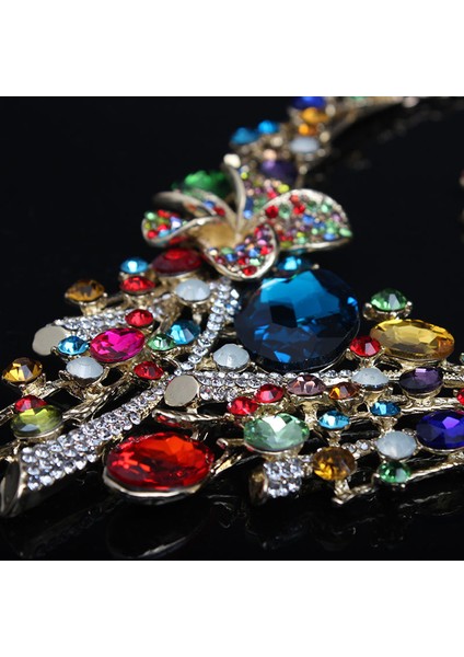 A Tılı Kristal Çiçekli Renkli Gelin Balosu Kolye Küpe Seti (Yurt Dışından) modelleri