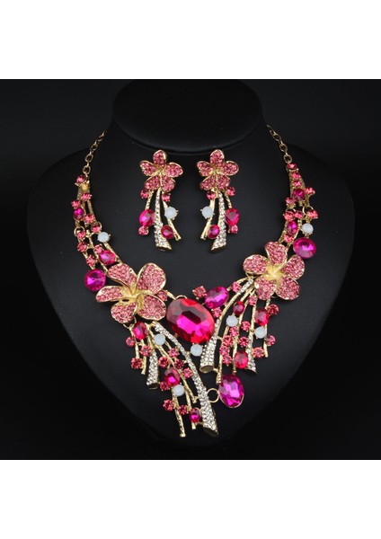 A Tılı Kristal Çiçekli Renkli Gelin Balosu Kolye Küpe Seti (Yurt Dışından) fırsatları
