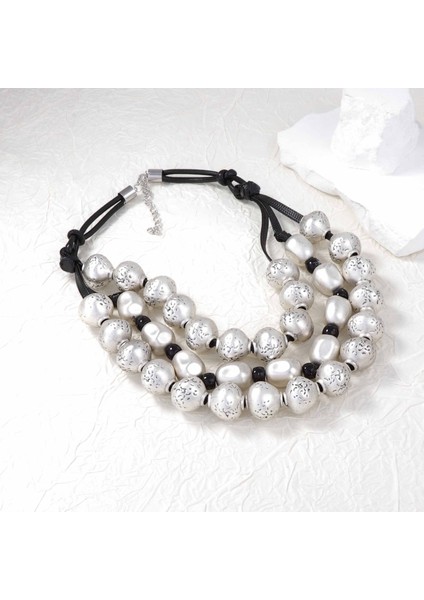 A Tılı Retro Tarz 3 Katlı Altın Boncuklu El Işi Örgülü Kolye (Yurt Dışından)