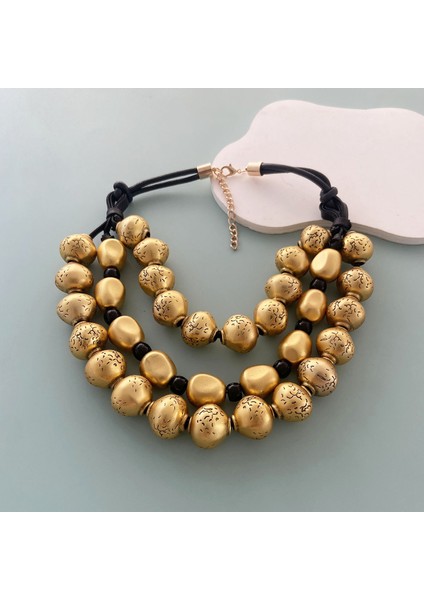 A Tılı Retro Tarz 3 Katlı Altın Boncuklu El Işi Örgülü Kolye (Yurt Dışından) fiyatları