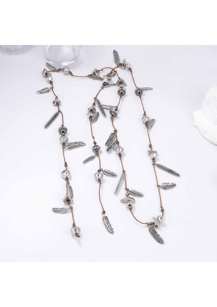 Çok Katmanlı Örgü Ip Tipi Alaşım Yaprak Tüy Kolye (Yurt Dışından) fırsatları