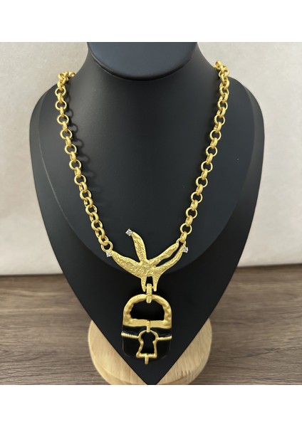 Fransız Retro Paris Tarzı Az Bulunur Hafif Lüks Güvercin Kilit Kolye Ucu, Şık ve Lüks Görünümlü Uzun Süveterzinciri, Kadınlar Için (Yurt Dışından)