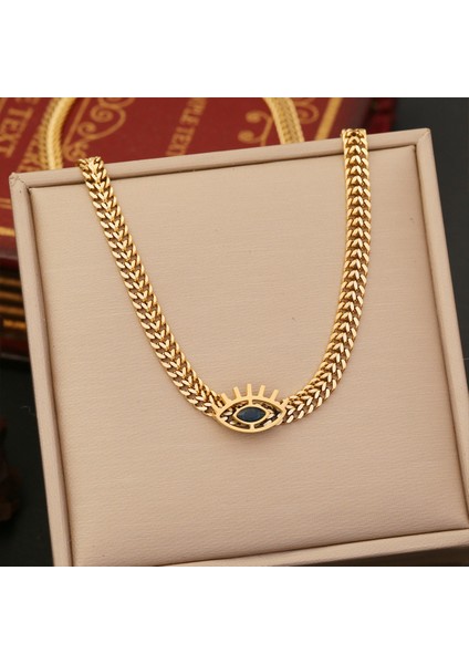 Kişisel Titanyum Çelik Gözlü Kolye Moda Düz Z珠宝rli Kolye (Yurt Dışından)