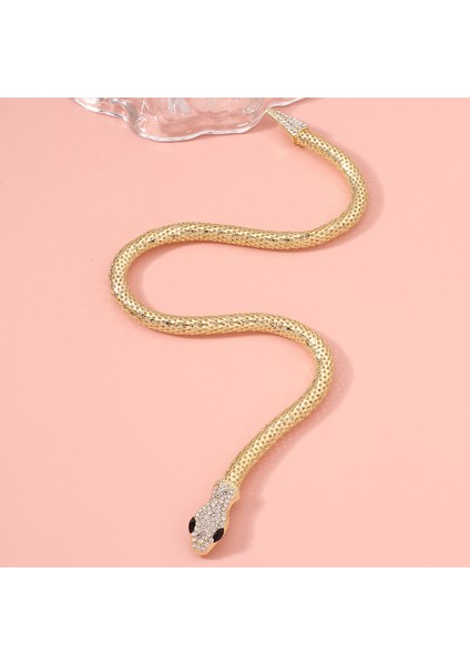 Punk Tarzı Altın Renkli Elmaslı Manyetik Yılan Şekilli A Tılı Kolye, Moda Tam Elmaslı Son Moda ve Çok Amaçlı Yılan Kemikli Z珠宝r (Yurt Dışından) fırsatları