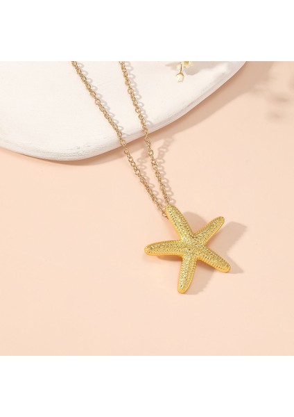 Hafif Lüks Altın Renkli Yıldızlı Pembe Balık Tarzı Kolye (Yurt Dışından)