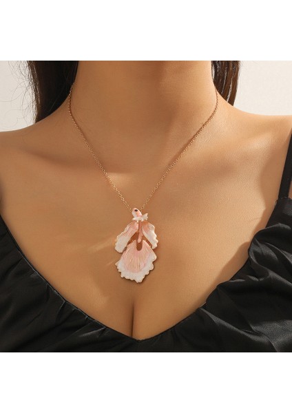Hafif Lüks Altın Renkli Yıldızlı Pembe Balık Tarzı Kolye (Yurt Dışından) fiyatları