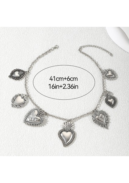 Tianzerun, Kişisel Retro Gümüş Kutsal Kalp Kolye, Gümüş Tasarım Detaylı Çok Kolye (Yurt Dışından) modelleri