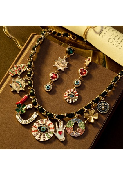 Zarif ve Gösterişli Çiçekli Göz Avizeye Renkli Retro Kolye (Yurt Dışından) fiyatları