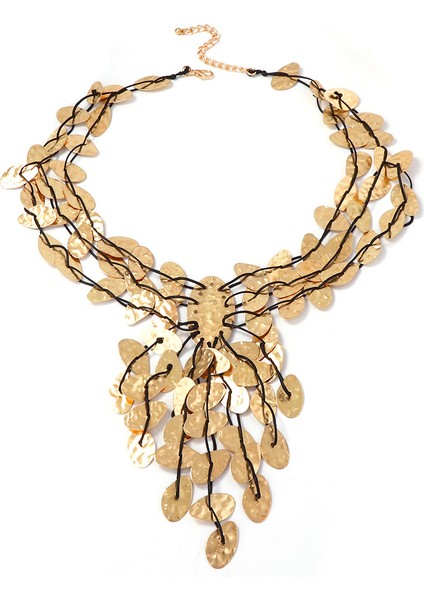 Bohem Kişisel Moda El Işi Örgü Metal Demir Parçalı Püsküllü Y Şeklinde Kolye (Yurt Dışından)