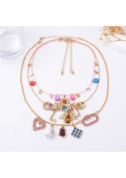 Hafif Lüks, Trendy, Temiz ve Sade, Alaşım, Zirkon Taşlı Geometrik Kalp ve Hayvan Kolye Uzun Kolye (Yurt Dışından) modelleri