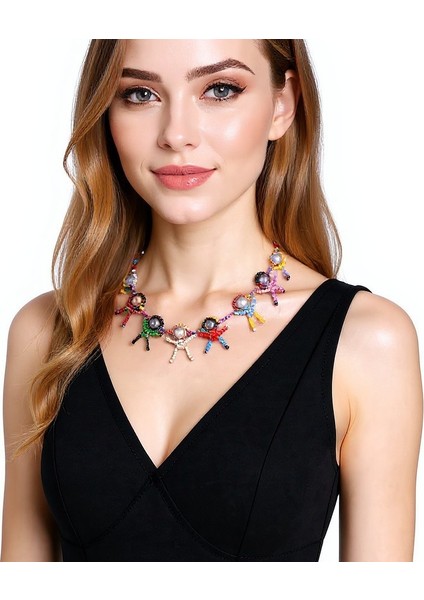 Benzersiz Icat Tasarım Dokulu El Işi Örgü Karikatür 3b Küçük Figür Taklit Inci Kadın Klavikulazinciri (Yurt Dışından) fiyatları