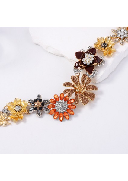 Hafif Lüks Zarif Retro Tarzı Alaşım Tam Elmas Çiçekli Kolye Klavikulazinciri (Yurt Dışından) fırsatları