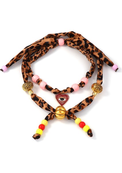 Meillard Retro Vahşi El Yapımı Kumaş Boncuklu Özgün Tasarım Çift Katlı Yüzlü Kolye (Yurt Dışından)