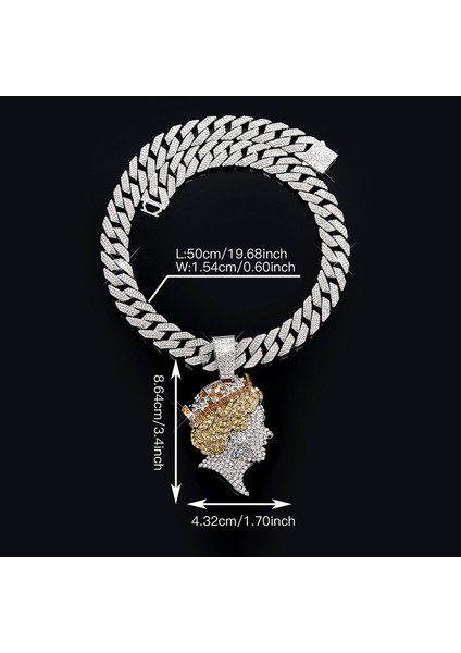 Moda Hip-Hop Kraliçe Yüz Halkası Uzun Katmanlı Tam Elmaslı Kübazinciri Halkası (Yurt Dışından)