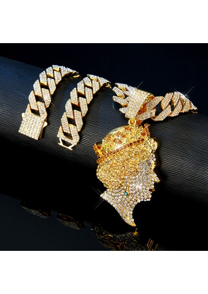 Moda Hip-Hop Kraliçe Yüz Halkası Uzun Katmanlı Tam Elmaslı Kübazinciri Halkası (Yurt Dışından) modelleri