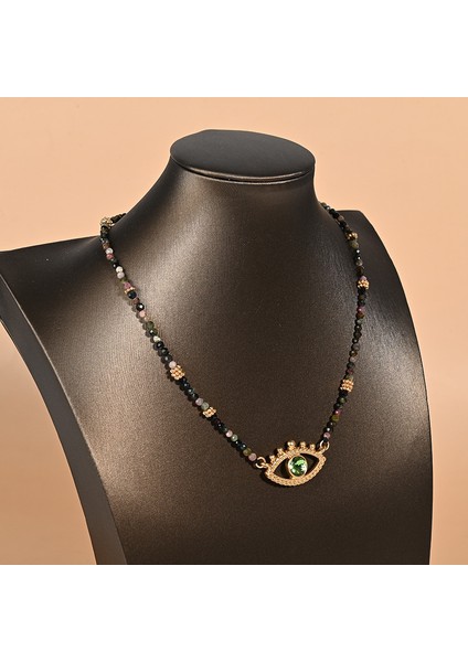 Tianzerun, Fransız Retro Koyu Tarzı Şeytan Gözü Kolye Tasarımı Ilmekli Boncuklu Kolye (Yurt Dışından)