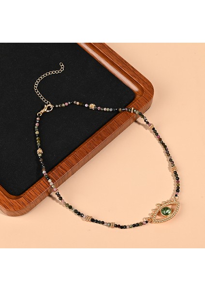 Tianzerun, Fransız Retro Koyu Tarzı Şeytan Gözü Kolye Tasarımı Ilmekli Boncuklu Kolye (Yurt Dışından) fırsatları