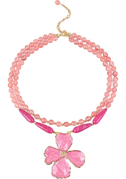 Emaye Kolye Gerçek Altın Kaplamalı Zarif Hafif Lüks Çiçekli Atmosferik Klavikulazinciri (Yurt Dışından)