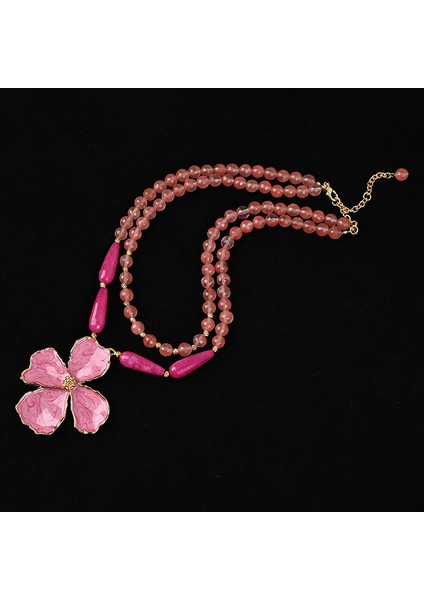 Emaye Kolye Gerçek Altın Kaplamalı Zarif Hafif Lüks Çiçekli Atmosferik Klavikulazinciri (Yurt Dışından) modelleri