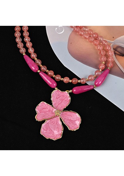 Emaye Kolye Gerçek Altın Kaplamalı Zarif Hafif Lüks Çiçekli Atmosferik Klavikulazinciri (Yurt Dışından) indirimleri