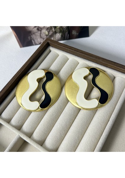 Fransız Tarzı Paris Stili Şık, Hafif Lüks, Yuvarlak -Altın Renkli Anahtar Delikli Küpe, Niche Tasarım, Yüksek Ka, Kişisel Aksesuar (Yurt Dışından)