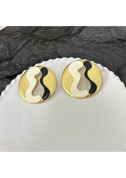 Fransız Tarzı Paris Stili Şık, Hafif Lüks, Yuvarlak -Altın Renkli Anahtar Delikli Küpe, Niche Tasarım, Yüksek Ka, Kişisel Aksesuar (Yurt Dışından) indirimleri