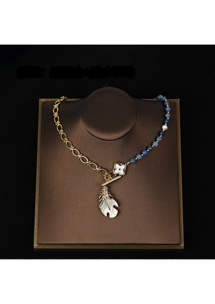 Beyaz Ipekli Kolye, Altın Kaplamalı Halka Tokalı Taşlı Ekli Tasarım Kolye (Yurt Dışından)